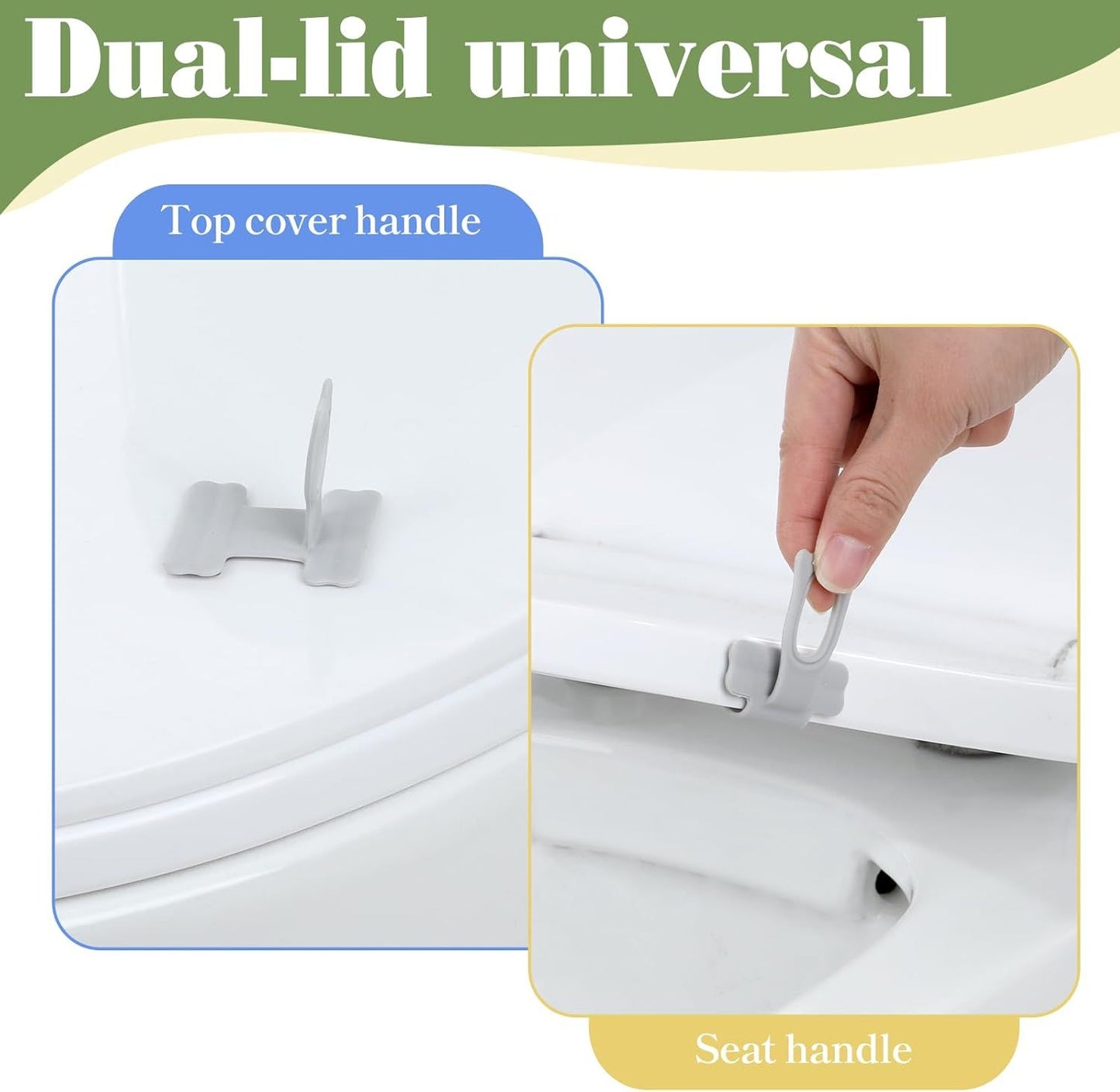 4 PCS Toilet Seat Lifter Tab, Silicone Toilet Seat Lid Lifter, Toilets Handle Tabs Can Avoid Touching the Toilets for Home Bathroom, Office, Hotel (White, Gray)