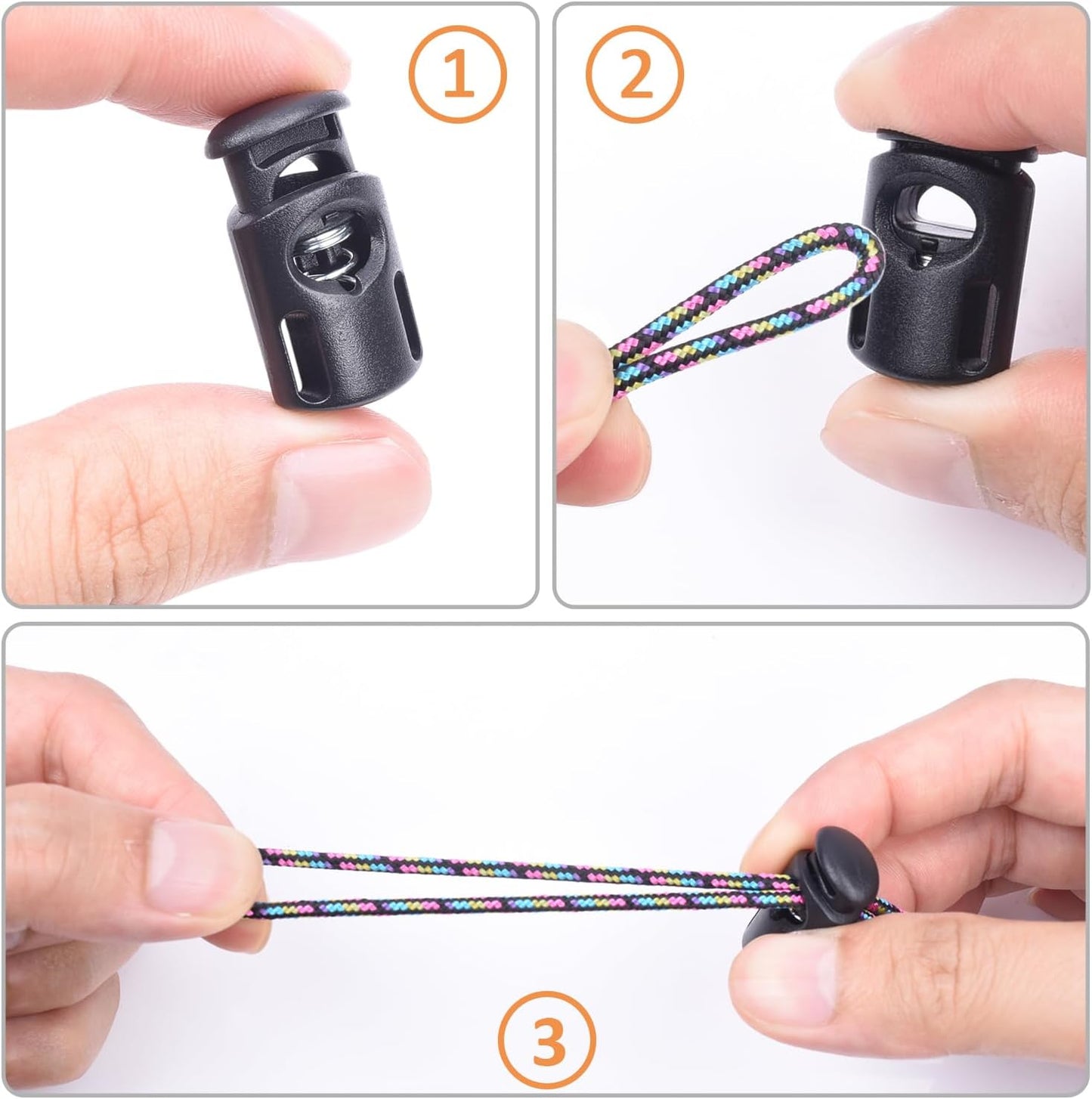 10 PCS Plastic Spring Cord Locks for Drawstring, Paracord Toggle Stopper Clasp Elastic Shoeslace Lock Sweatpants Hoodie String Clips Bungee Swim Goggles Gloves String Lock Replacement