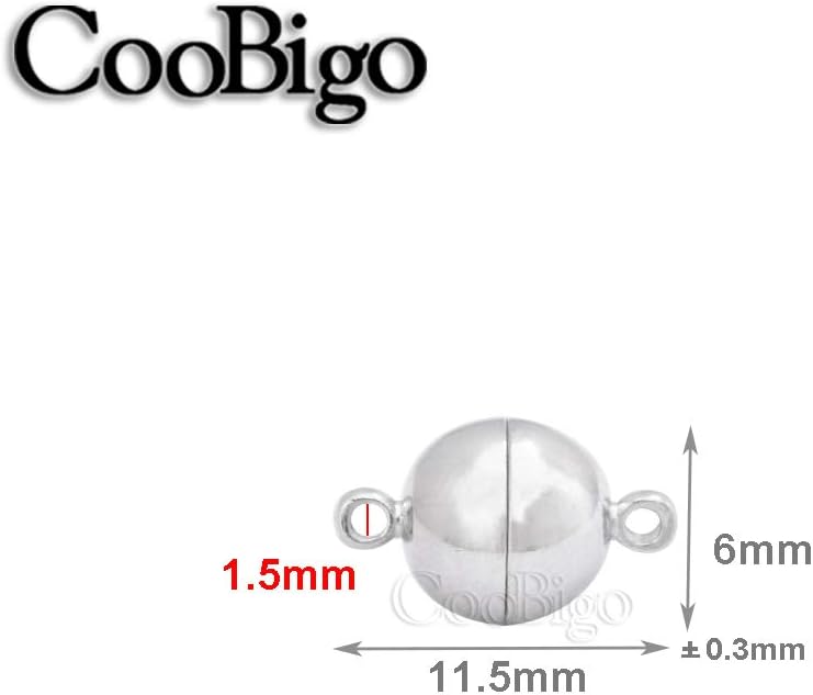 20 Pack Dia.6mm Magnetic Clasps Round Balls Leather Bracelet Necklace Paracord Fashion Jewelry DIY Leathercraft Accessories #FLQ246-6S Copper Silver-Plated