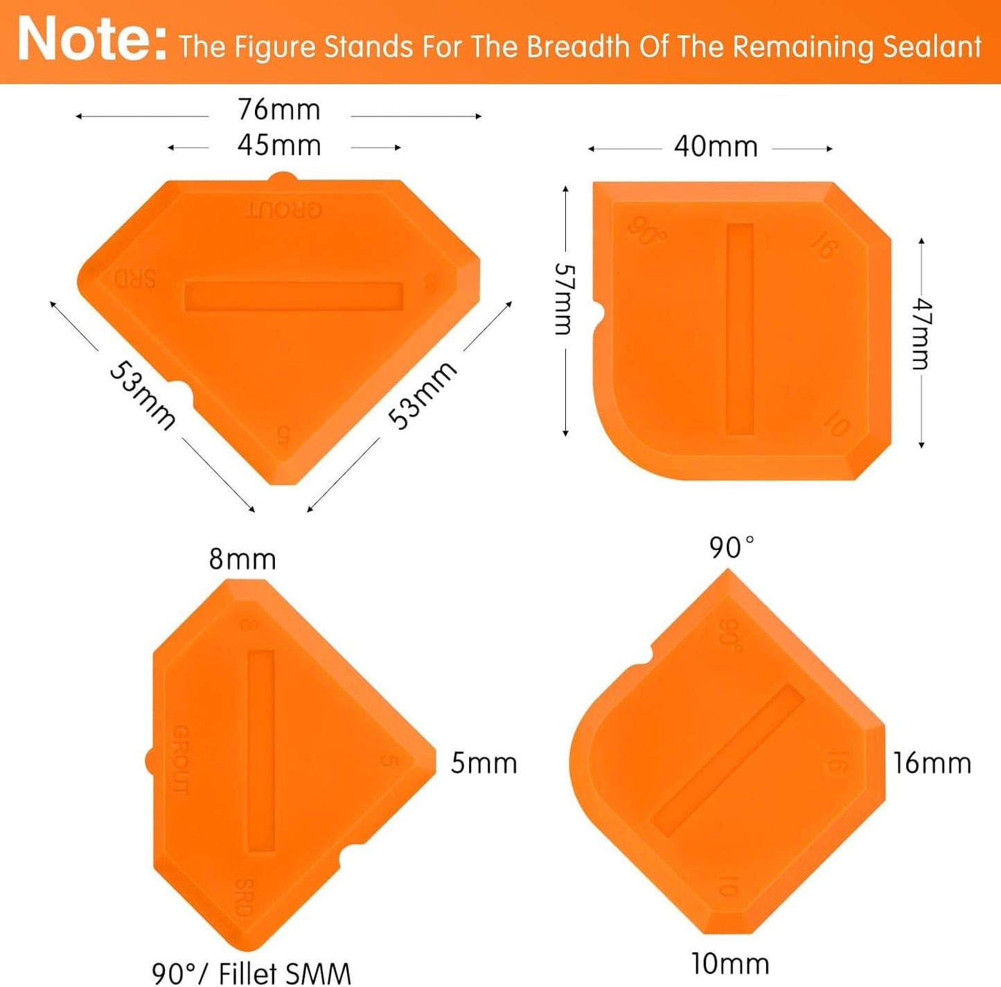 2 Pieces Caulking Tool Set Silicone Sealant Grout Tool for Kitchen Bathroom Floor Sealant Sealing(Orange)
