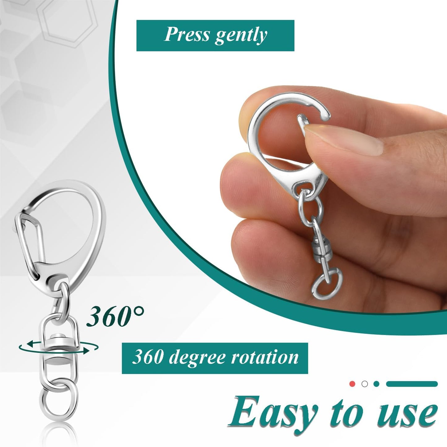 25 Pack Lobster Claw Clasps Keychain Kit, Silver Keychain Clip with Swivel Snap Hooks, Bulk Key Chain Clasps for Crafts DIY Making