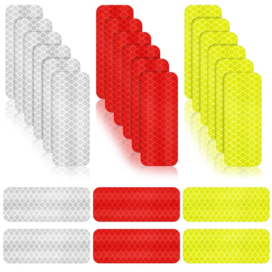 Warning Reflective Stickers Safety Night Visibility Adhesive Stickers Waterproof Reflective Tape Decal for Vehicle Motorcycle Bicycle, 1.18 x 3.25 Inch(24 Pieces)