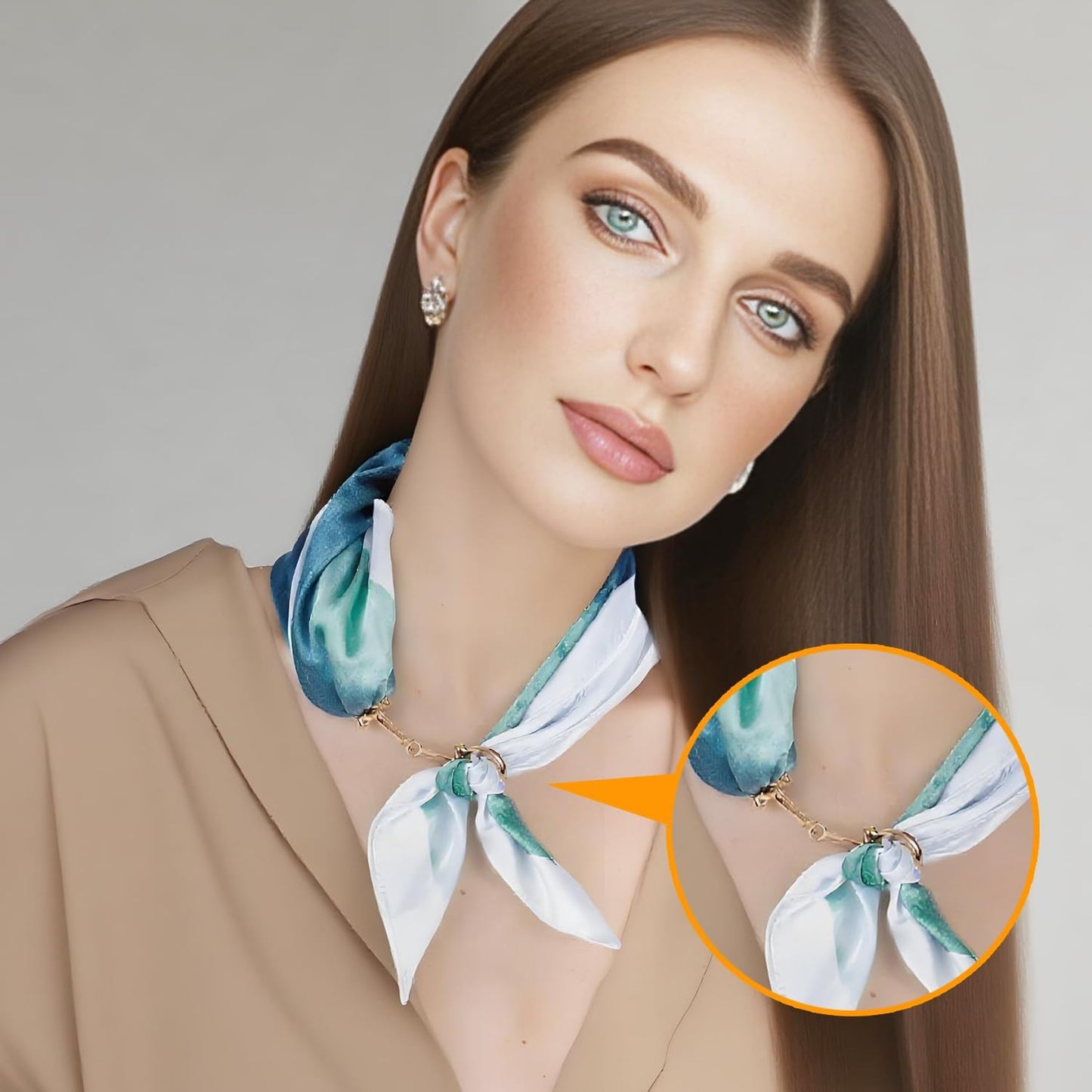 CooBigo 2pcs Scarf Ring Buckles, Metal Horsebit Silk Scarf Buckle, Scarves Rings and Slides for Women Scarves Clips, Shawls Clasp, Clothing Fashion Accessories (Gold)