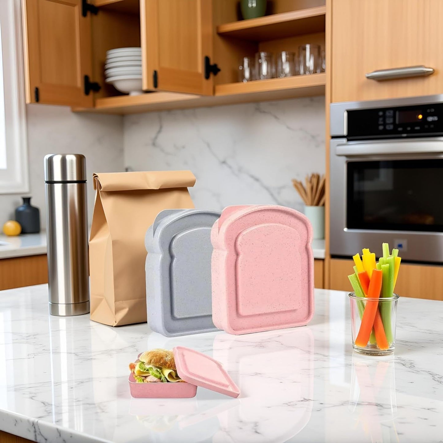 1Pc Random Color Sandwich Containers, Sandwich Box Food Storage Toast Shape Holder Plastic for Lunch, Sandwich Keeper for Adults Prep Microwave Food Containers Sets