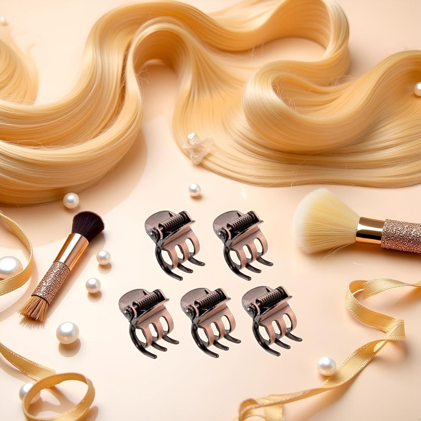 5PCS Mini Metal Hair Claw Clips for Women,Mini Metal Hair Claw Clips,Bronze Clamp Side Bangs Clip Hair Styling Tool Hairpins Hair Accessories for Women