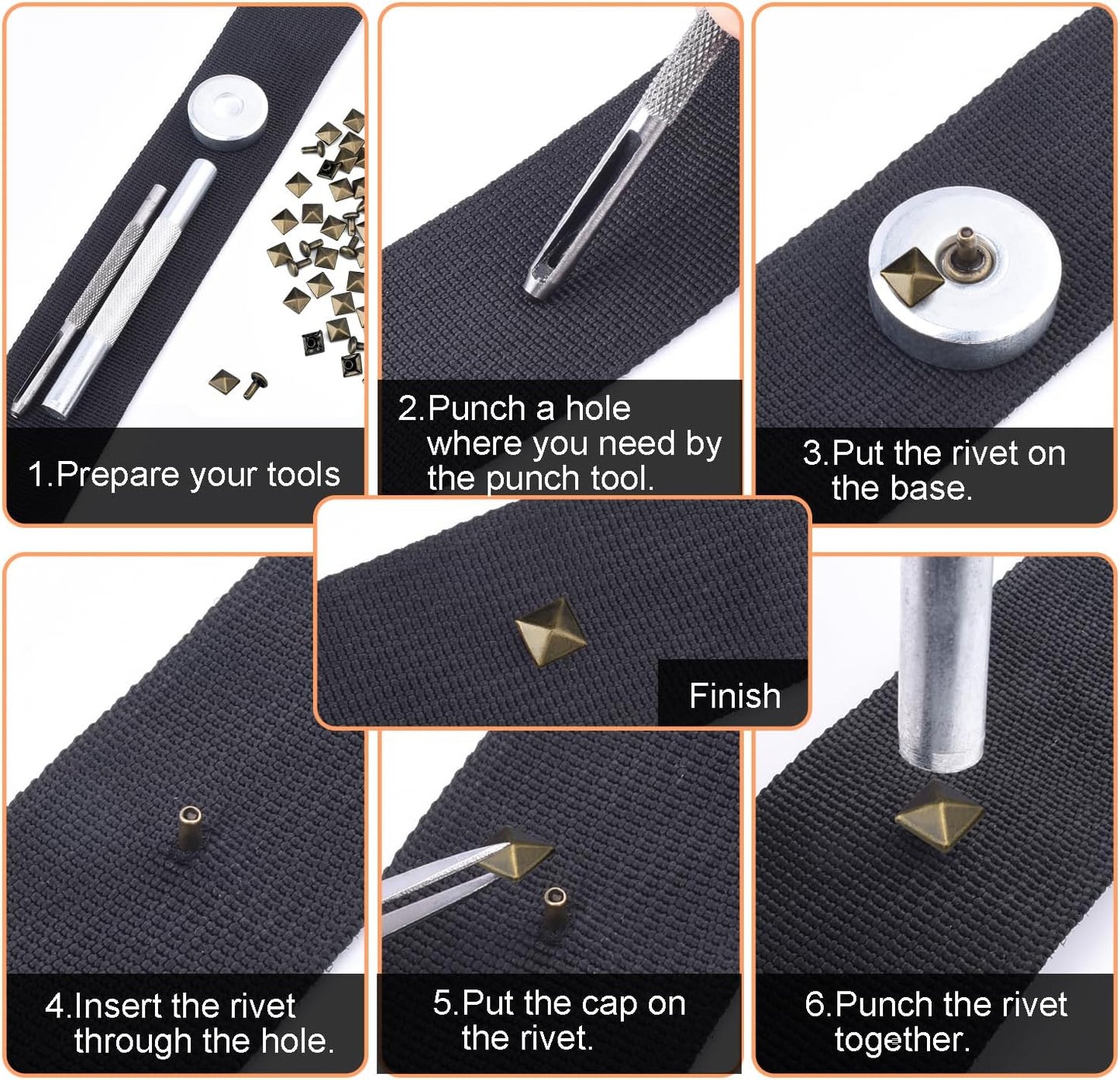100 Sets 10mm Square Leather Rivets, Metal Pyramid Spike Studs Rivet for Leather Wrists Boots Clothing Pet Collars Belt Bags Punk Bracelets Key Fob DIY Repair and Decoration (Silver)
