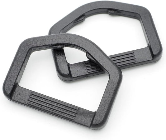 CooBigo 12 Pack D-Rings Plastic Buckle 1" Without Bar D Ring for Webbing Strap Backpack Water Pouche Belt Dog Collar Attachment Point Hardware(Black, Regular)