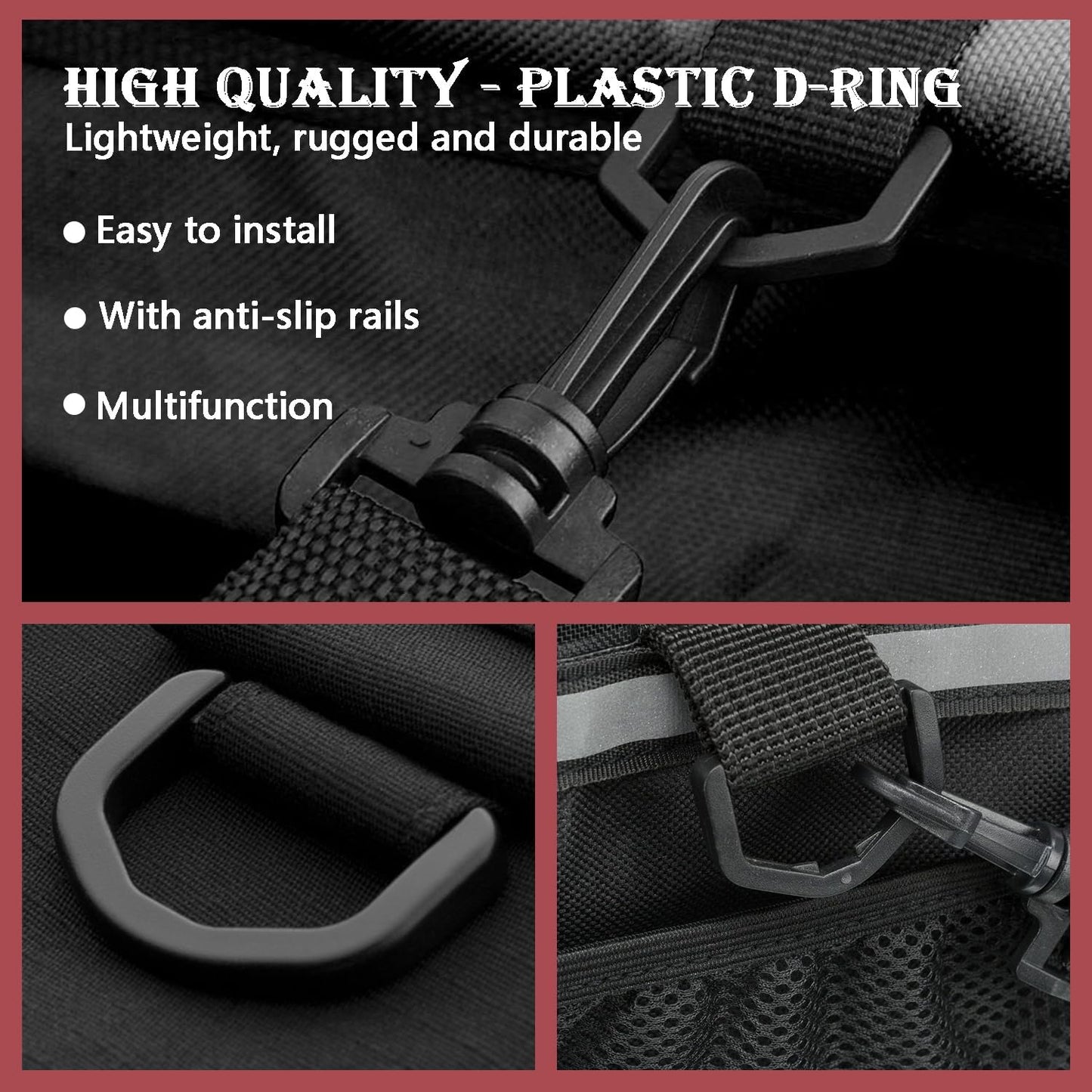 CooBigo 12 Pack D-Rings Plastic Buckle 1" Without Bar D Ring for Webbing Strap Backpack Water Pouche Belt Dog Collar Attachment Point Hardware(Black, Regular)