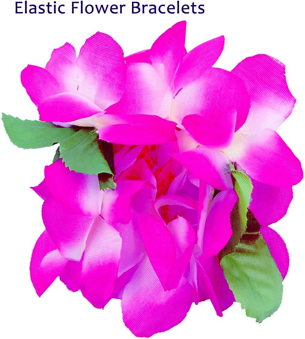 4 Pcs Purple Hawaiian Leis with Green Leaves for Graduation Party, Dance Party, Photo Prop in Outdoors (Purple)