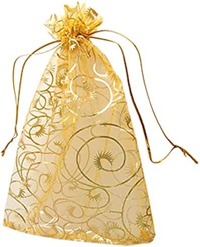 Wedding Favors Small Gift Bags, 100pcs 2.8x3.6 Inch (7x9cm) Gold Organza Bags for Party Favor Bags Small Business Candy Bags Mesh Bag (Gold, 2.8''x3.6'')