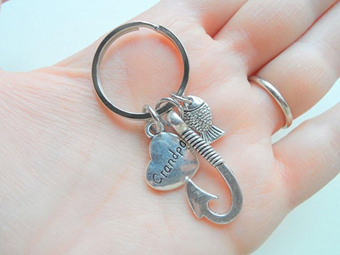Pack of 50 Alloy Bulk Fish Hook Charms Pendents 13mmx31mm Jewelry Findings for Making Bracelet and Necklace (Silver 50pcs)