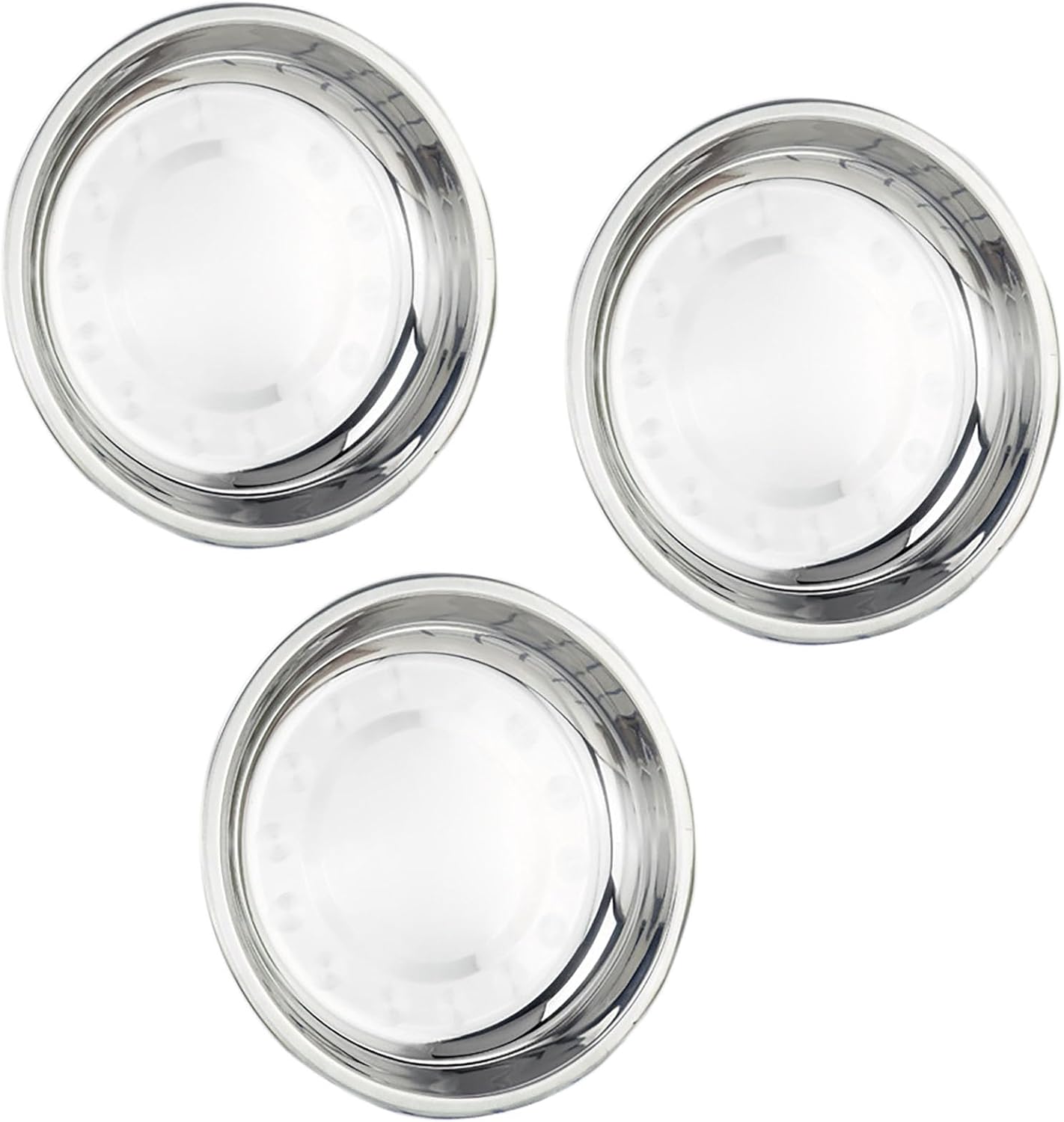 Thin Circular Trinket Tray, 3 Pcs Stainless Steel 7 Inch Diameter Flat Serving Trays for Kitchen, Party and Outdoors (3)
