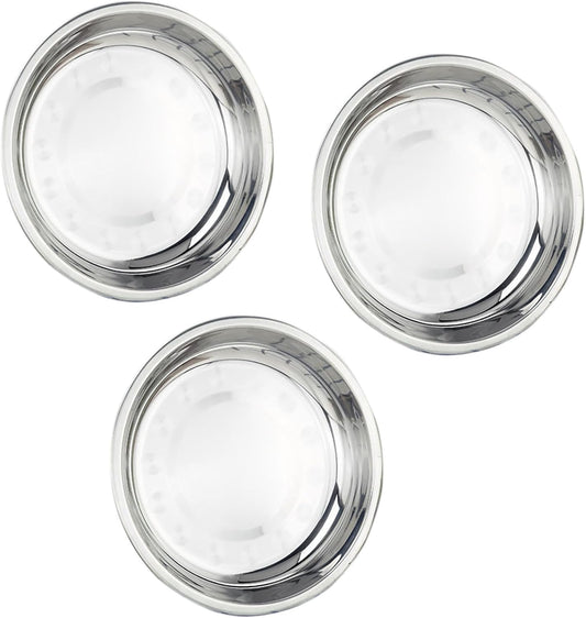Thin Circular Trinket Tray, 3 Pcs Stainless Steel 7 Inch Diameter Flat Serving Trays for Kitchen, Party and Outdoors (3)