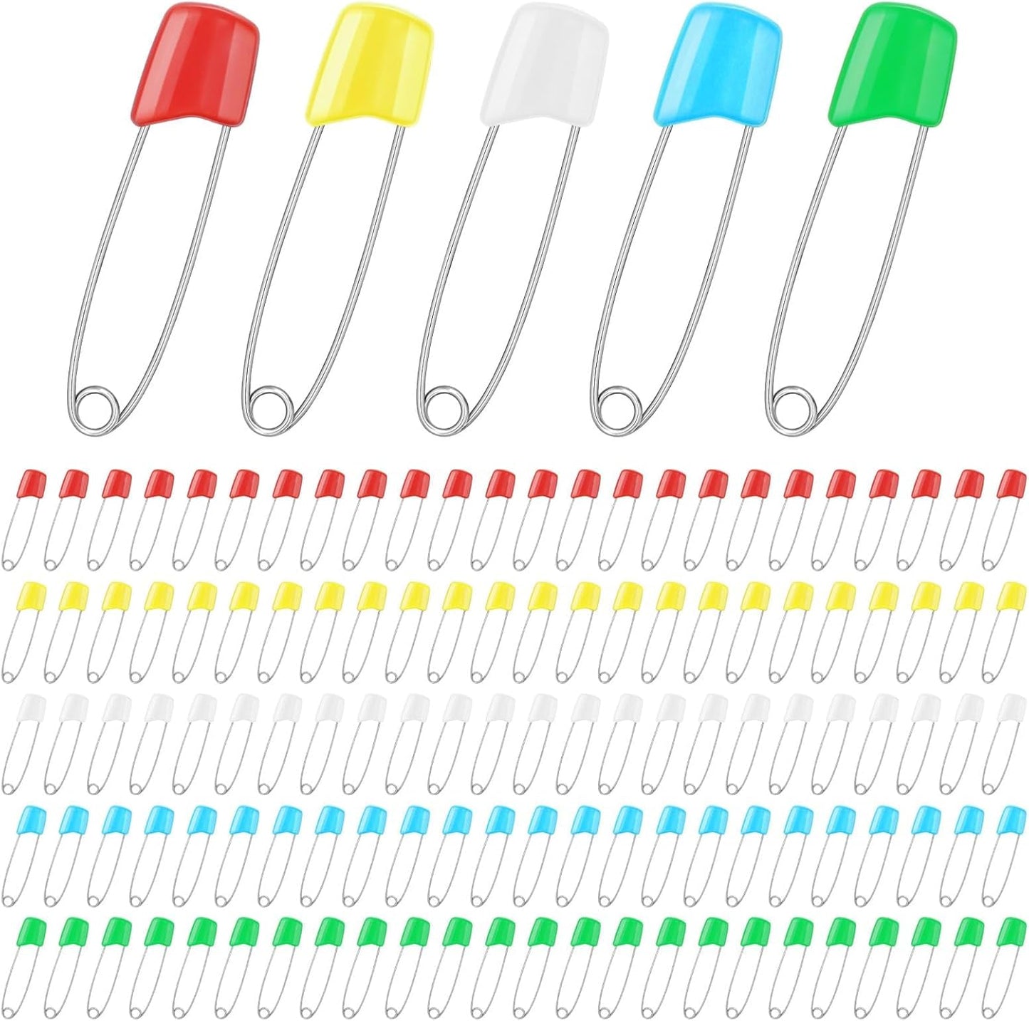 120 Pcs Diaper Pins,2.2 Inch Baby Safety Pins Colorful Stainless Steel Diaper Nappy Pins for Cloth Diapers,Plastic Head,5 Colors,Safe Locking Closures