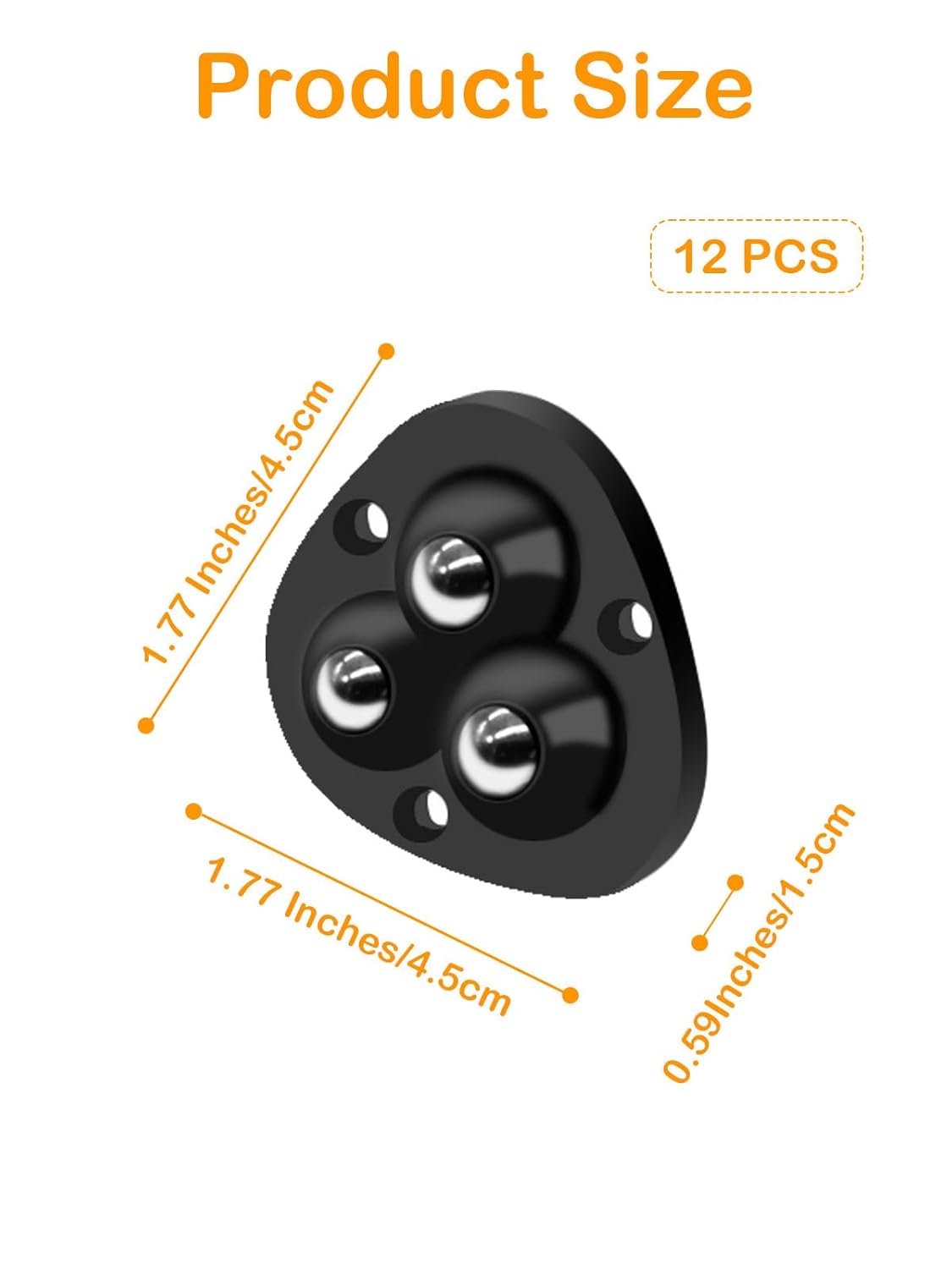 Small Appliance Caster Wheels,12 Pcs Mini Appliance Rollers for Kitchen Appliances Countertop 360°Rotation Self Adhesive Swivel Wheels for Coffee Maker,Storage Bins,Trash Can(Black)