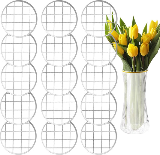 Mason Jar Flower Insert Lid for Regular Mouth,15 Pcs Flower Grid Frog for Arrangement Vase Metal Mason Jar Flower Organizer Lid with Square Grids for Regular Mouth Mason Canning Jars