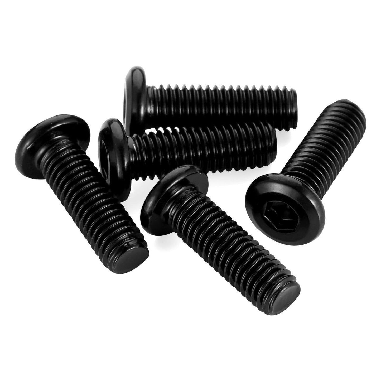 M8 x 12mm Socket Cap Allen Bolts, Flat Round Head Socket Cap Screws, Furniture Screws, Carbon Steel, Full Thread, Black Oxide Finish, 20 PCS