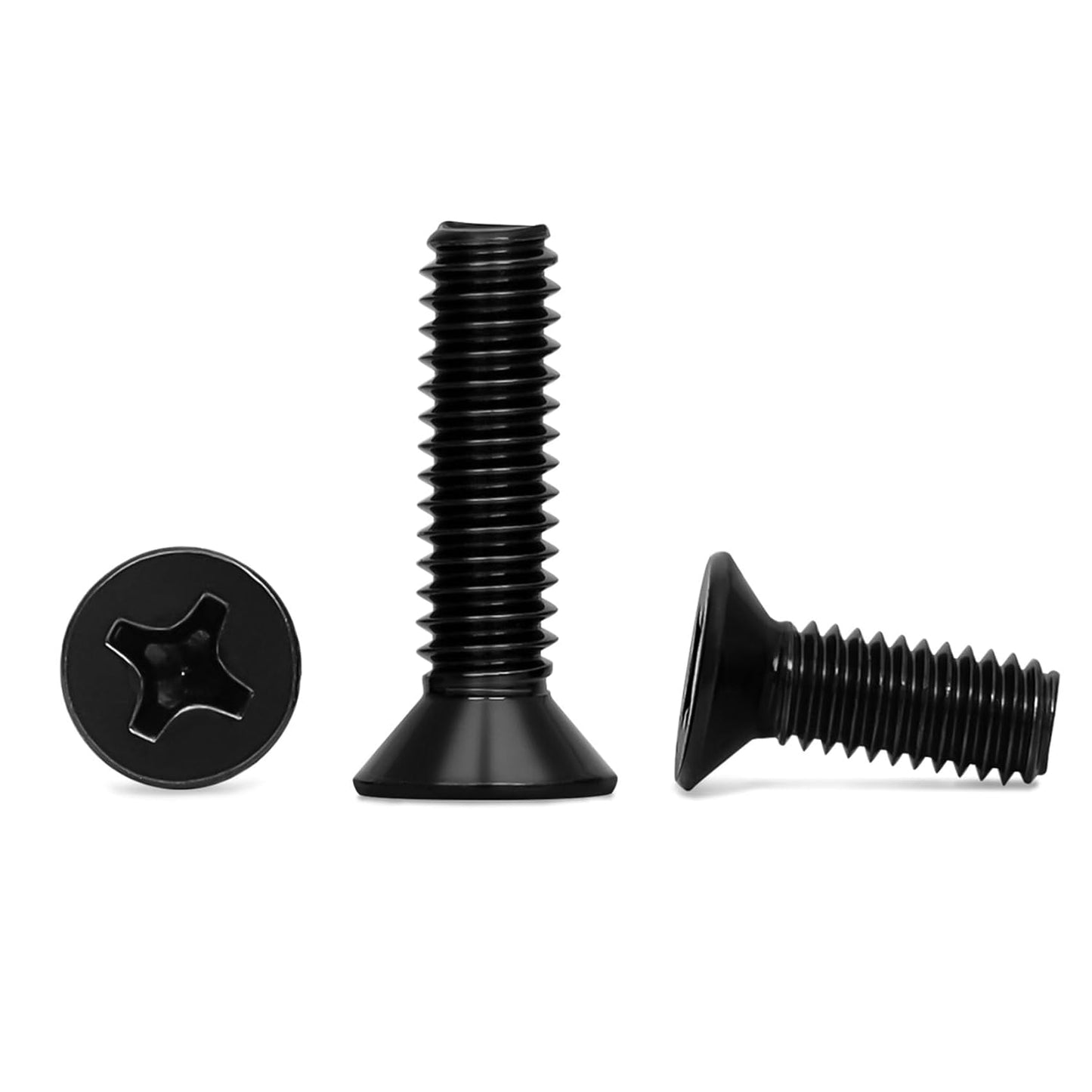 #8-32 x 1/2" Black Countersunk Flat Head Machine Screws, Electrical Outlet Screws, Full Thread, 304 Stainless Steel, Black Finish, 50 PCS