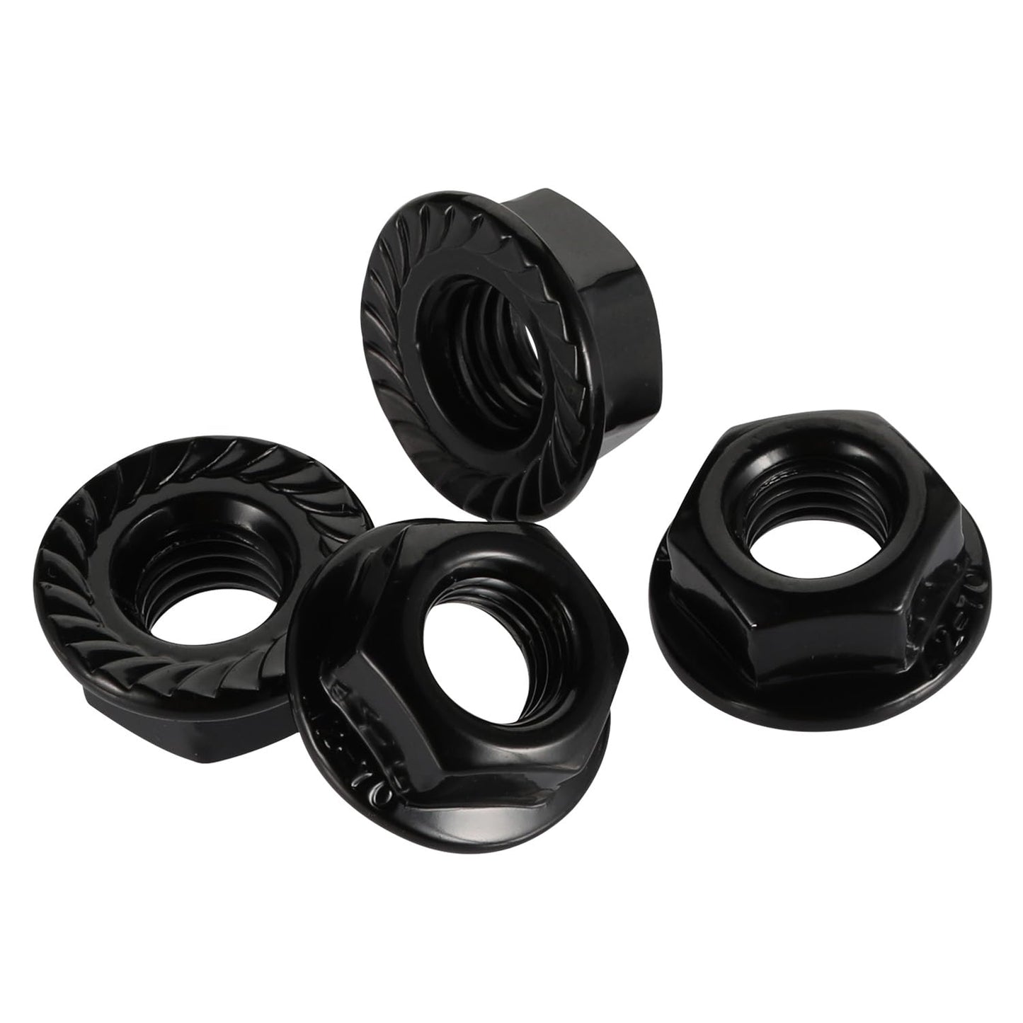 M10-1.5 Serrated Flange Hex Nuts Flanged Locknuts, 304 Stainless Steel 18-8, Black Finish, Pack of 25