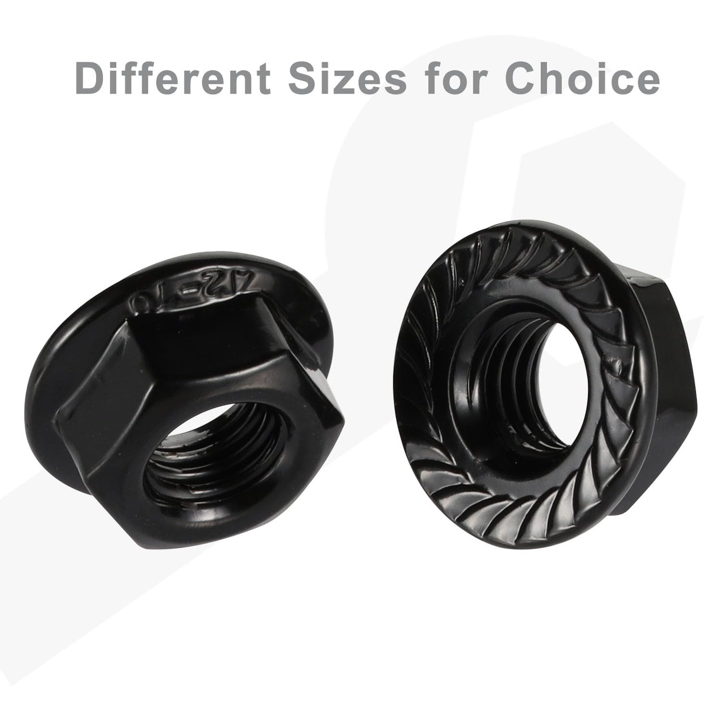 M10-1.5 Serrated Flange Hex Nuts Flanged Locknuts, 304 Stainless Steel 18-8, Black Finish, Pack of 25