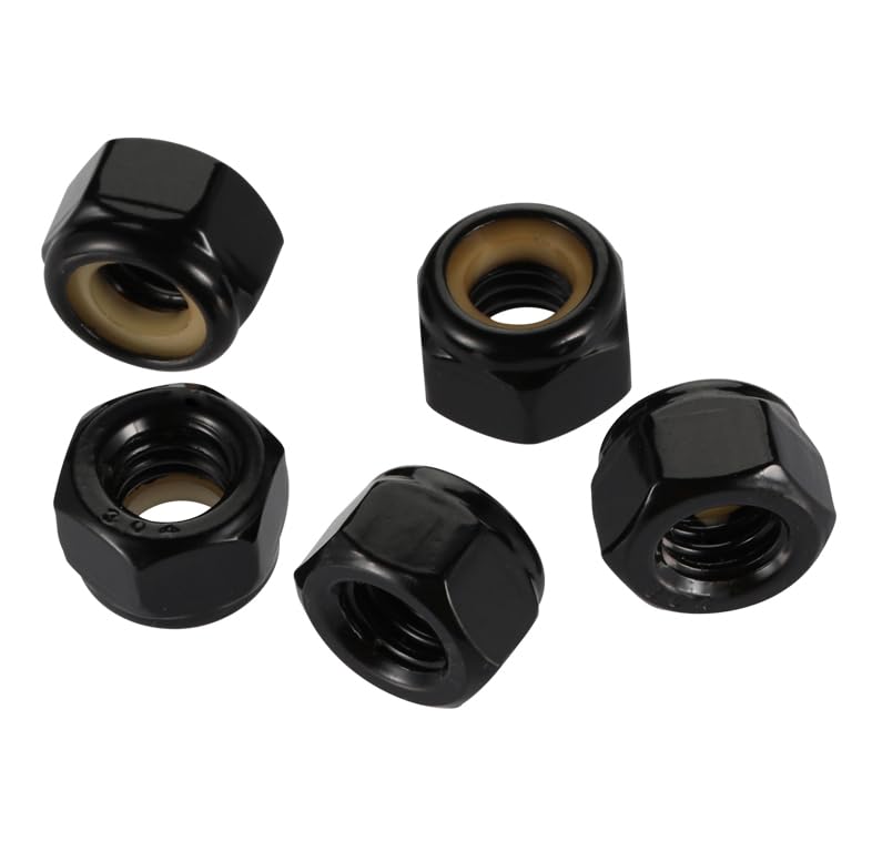 #8-32 Nylon Insert Hex Lock Nut Stainless Locknuts, 304 Stainless Steel 18-8 Black Finish, Pack of 50