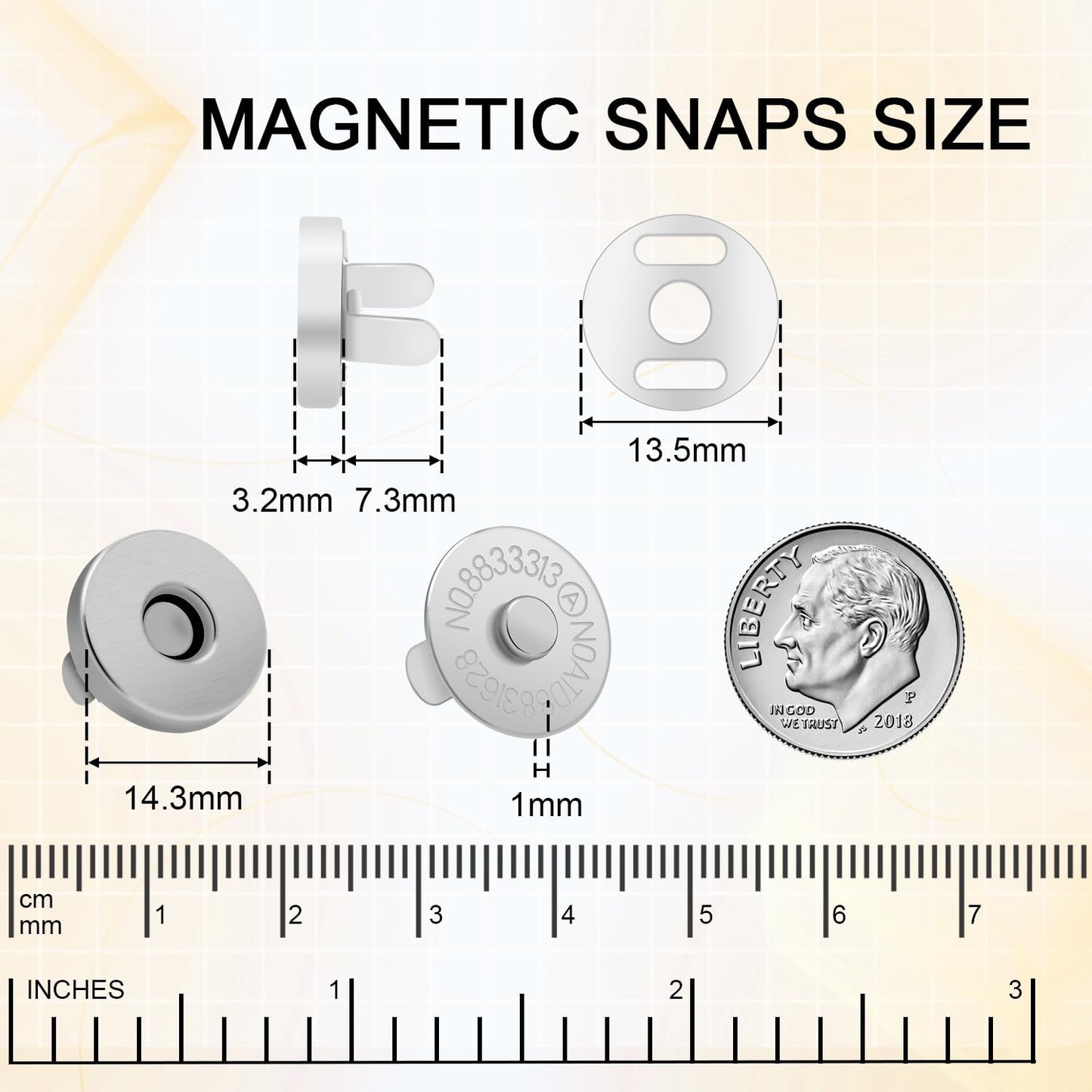 CooBigo 24Sets Magnetic Snaps for Purse Closures 14mm Magnetic Fastener Replacement Kit Magnetic Snaps for Purses and Totes Clothing Bag DIY Craft