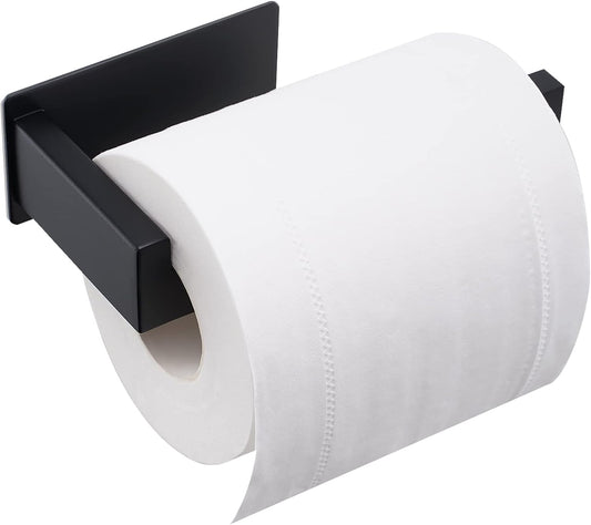 Toilet Paper Holder, Adhesive Toilet Paper Roll Holder, SUS304 Stainless Steel Rustproof Wall for Bathroom, Kitchen and Washroom, Black