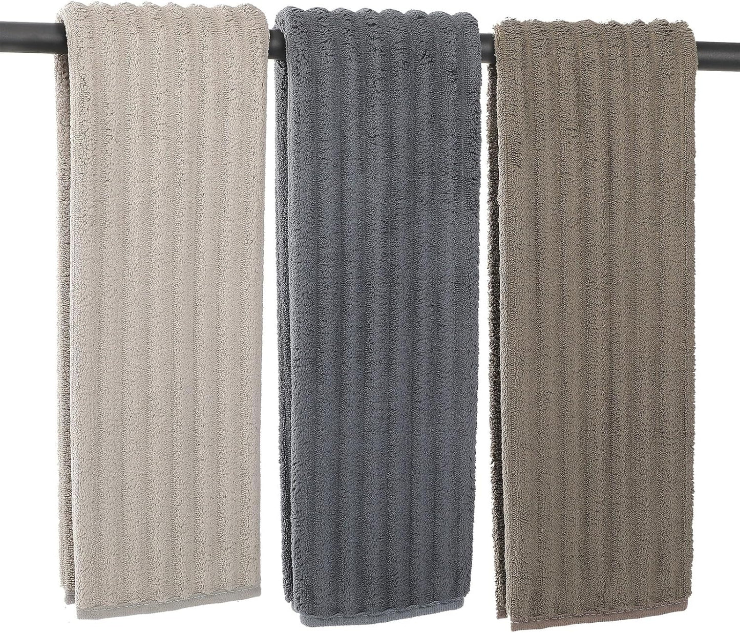 Luxury 3-Piece Quick-Dry Small Bath Towel Set – Ultra Soft Microfiber Hand Towels for Bathroom, Bar, Pool, Gym & Travel – Elegant Twill Design(14”x 29.6”)