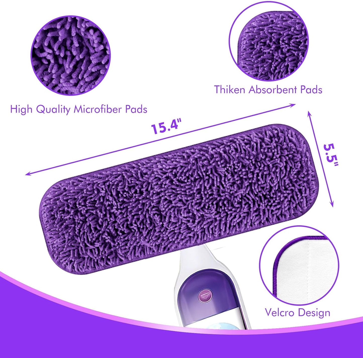 Reusable Power Mop Refill Pads for Swiffer Power Mop Starter Kit - Swifter Powermop Pads Refills - Multi-Surface & Wood Mopping Pad Refil for Floor Cleaning - Washable Microfiber Pad, 3 Pack