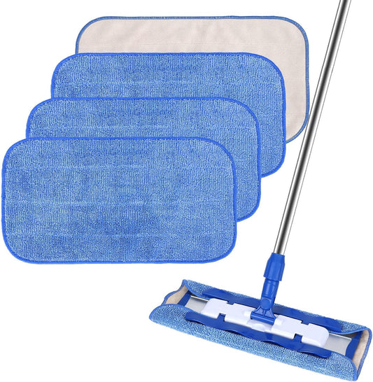 Microfiber Cleaning Cloth Compatible with MR SIGA Professional Microfiber Mop - Professional Reusable Flat Mop Refills - Mop Pads Replacement for Hardwood Cleaning (4 Pack)