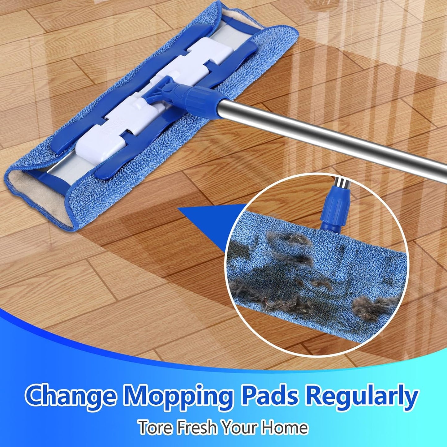 Microfiber Cleaning Cloth Compatible with MR SIGA Professional Microfiber Mop - Professional Reusable Flat Mop Refills - Mop Pads Replacement for Hardwood Cleaning (4 Pack)