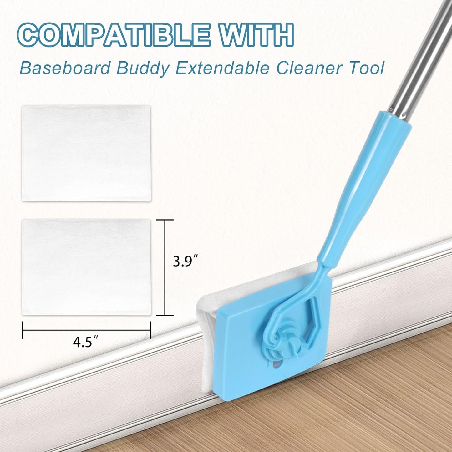 10 Pack Reusable Pad Refills Compatible with Baseboard Cleaner Tool - Microfiber Replacement Pads for Wet & Dry Use (Mop NOT Included)
