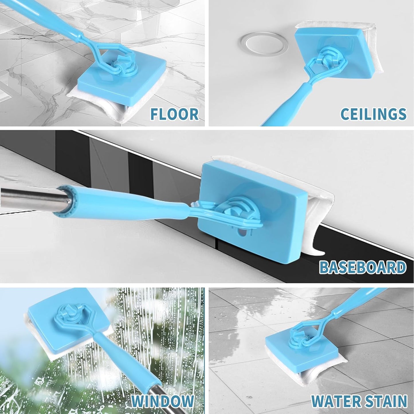 10 Pack Reusable Pad Refills Compatible with Baseboard Cleaner Tool - Microfiber Replacement Pads for Wet & Dry Use (Mop NOT Included)