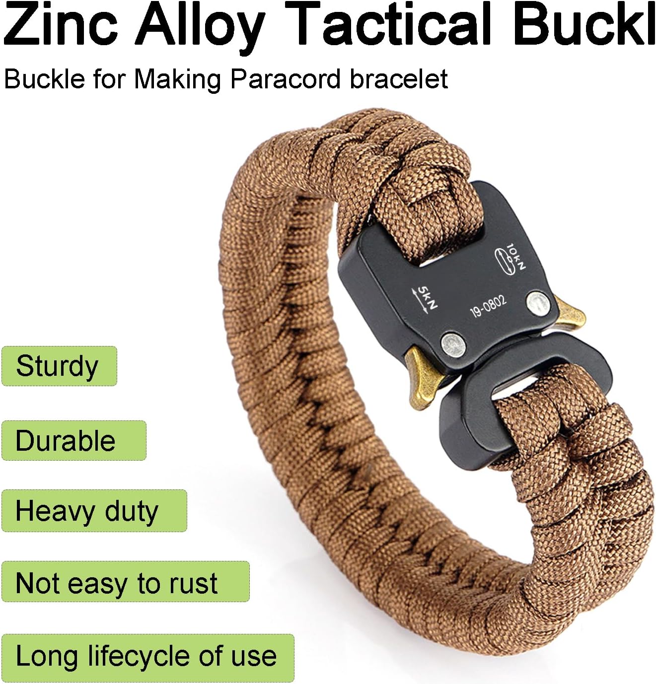 CooBigo 1/2" Paracord Bracelet Buckle Clip, 2 PCS Metal Paracord Clasps Accessories for Bracelets Pet Collar Hardware Tactical Buckle Backpack Keychain Parachute 550 Rope