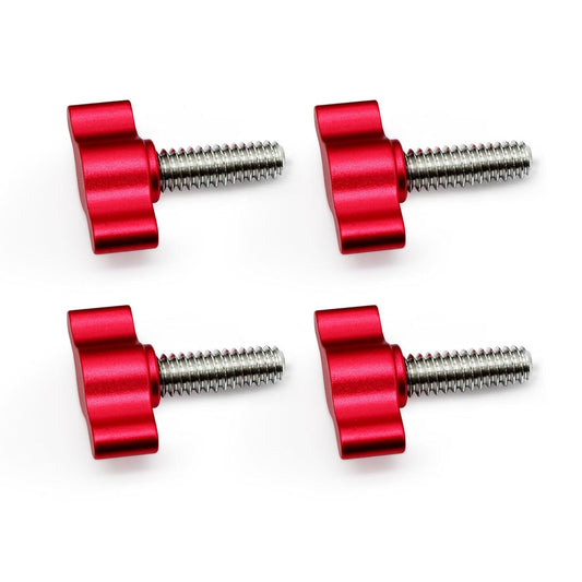 Xadnitu 1/4"-20 x 1 Thread Thumb Screw,Stainless Steel Standard/Coarse Thread with Red Adjustable Tee Wing Aluminum Knob to Remove Replace Hand Clamping Tightening Knob Power Supply, 4 Packs