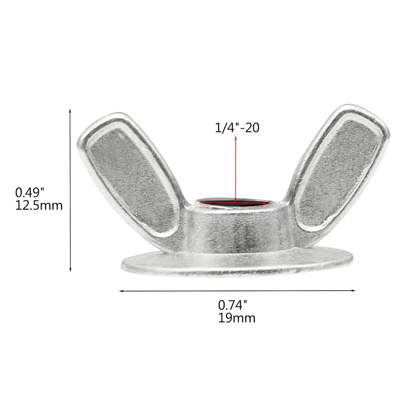 Xadnitu 50 Pieces 1/4''-20 Washered Wing Nut, Zinc Plated Hurricane Hardware Butterfly Nuts with Washer for Fasteners, Silver