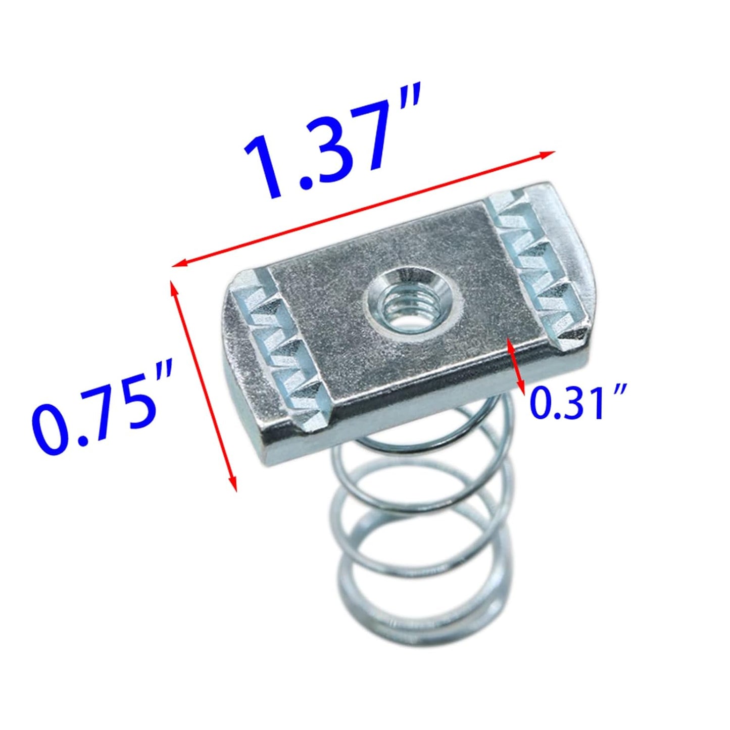 Strut Channel Nuts, 1/4"-20 Spring Channel Nut with Zinc Electroplate Finish, Long Spring Nuts Great for Use with Unistrut Channels (10 Pack)
