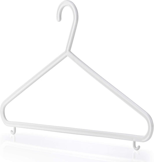 HANGERWORLD White Plastic Hangers 10 Pack - 14inch No Shoulder Bump, Slim Space-Saving Hanger