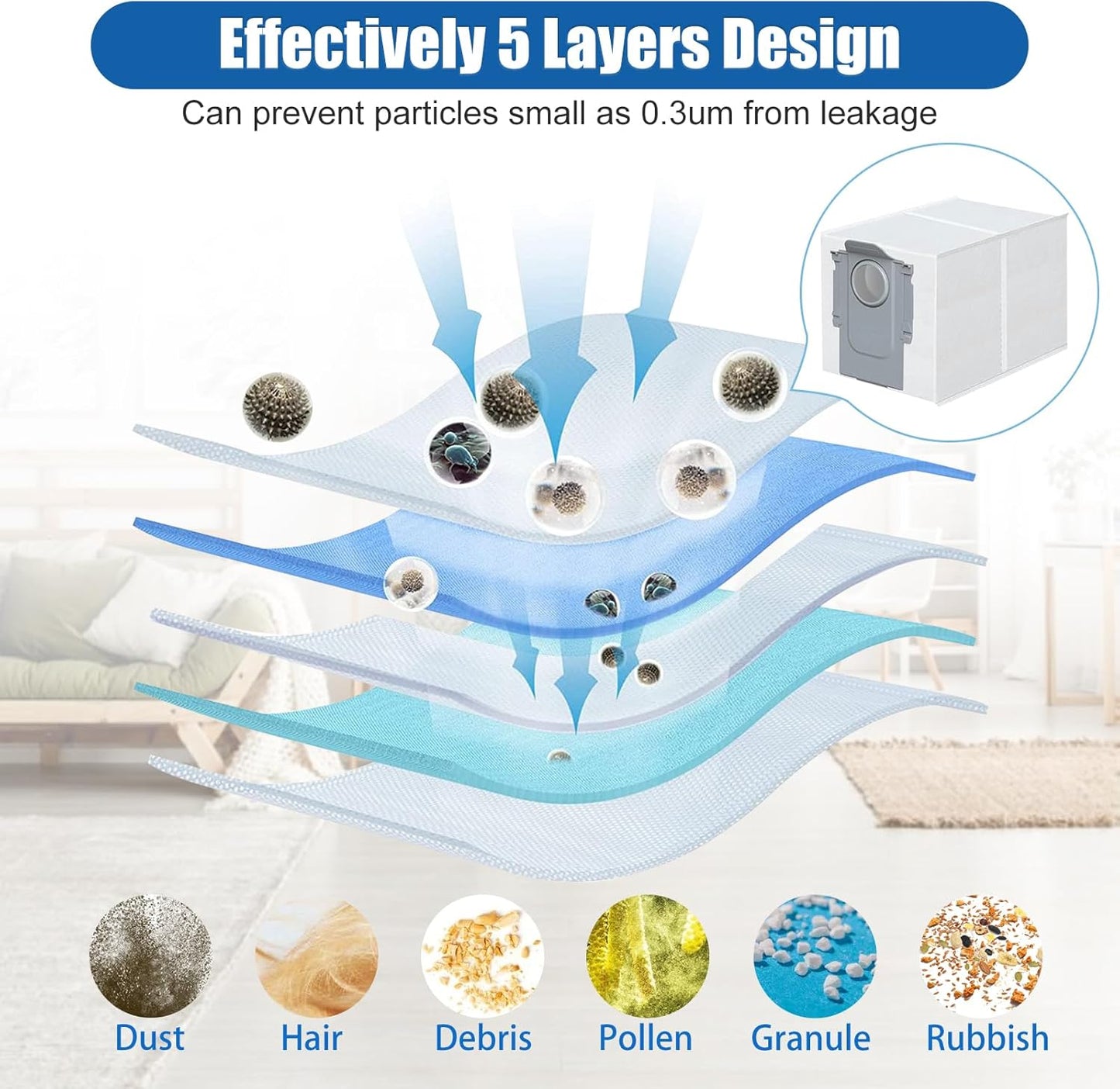 12 Pack Dust Bags for Roborock Q Revo/Qrevo S/Slim/Qrevo Pro/Qrevo MaxV/Qrevo Master/Qrevo Plus/Qrevo Curv, S8 Max/S8 MaxV Ultra, Saros 10R/10 Vacuum Disposable Dust Bags Replacement-3L