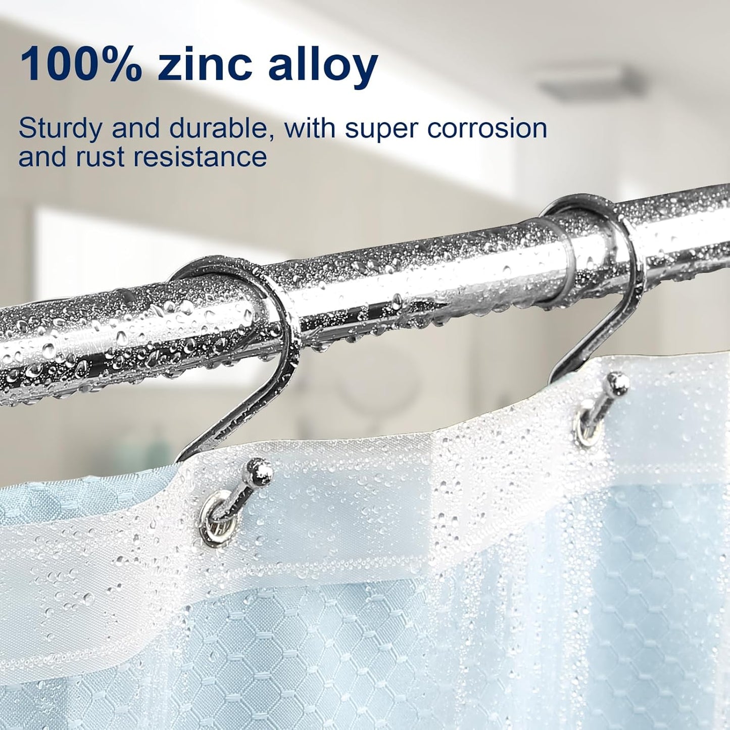 Metal Shower Curtain Hooks, Set of 12, Rt Proof Shower Curtain Hooks Rings, Durable S Shaped Hooks Hangers for Shower Curtains, Kitchen Utensils, Clothes, Towels (Chrome)