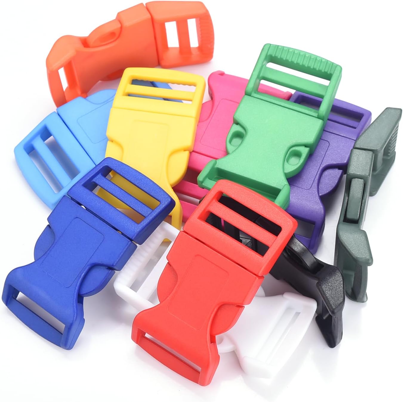 CooBigo 10Pack 1"(26mm) Contoured Plastic Side Release Buckles, Paracord Buckles for Backpack Straps Paracord Bracelet Pet Collar