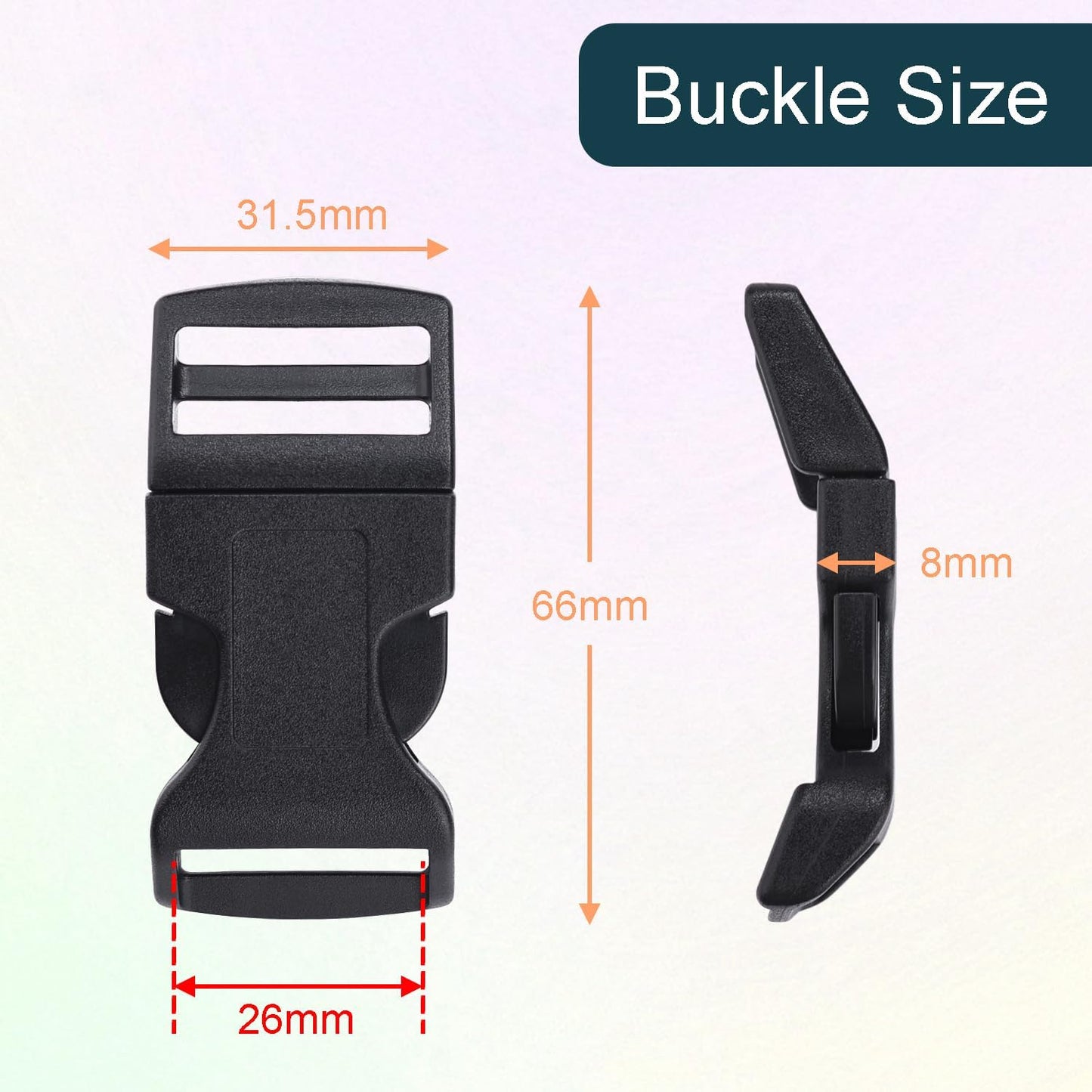 CooBigo 10Pack 1"(26mm) Contoured Plastic Side Release Buckles, Paracord Buckles for Backpack Straps Paracord Bracelet Pet Collar