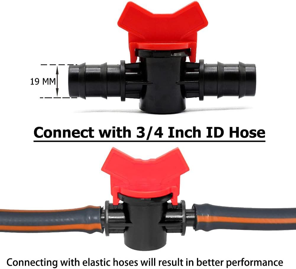 3/4" Drip Irrigation Switch Valve Barbed Ball Valve for Garden Drip Irrigation Aquarium (6 Pcs)