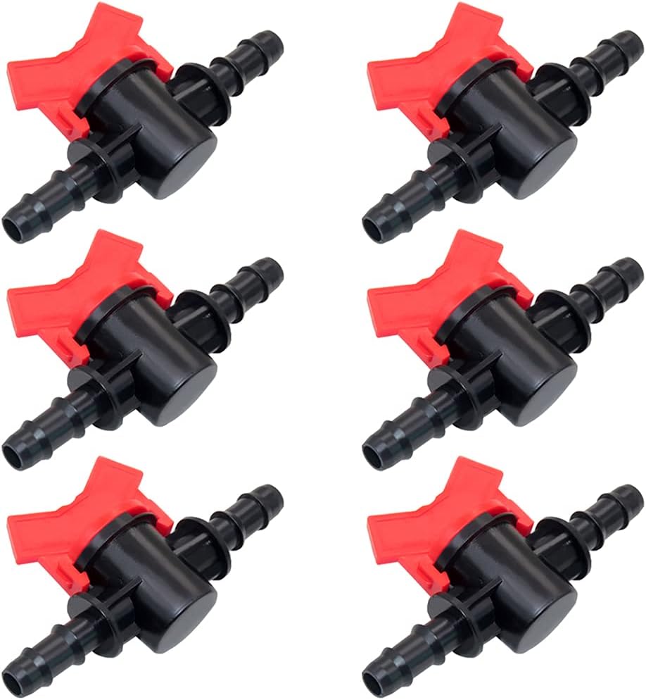 1/2" Drip Irrigation Switch Valve Barbed Ball Valve for Garden Drip Irrigation Aquarium (6 Pcs)