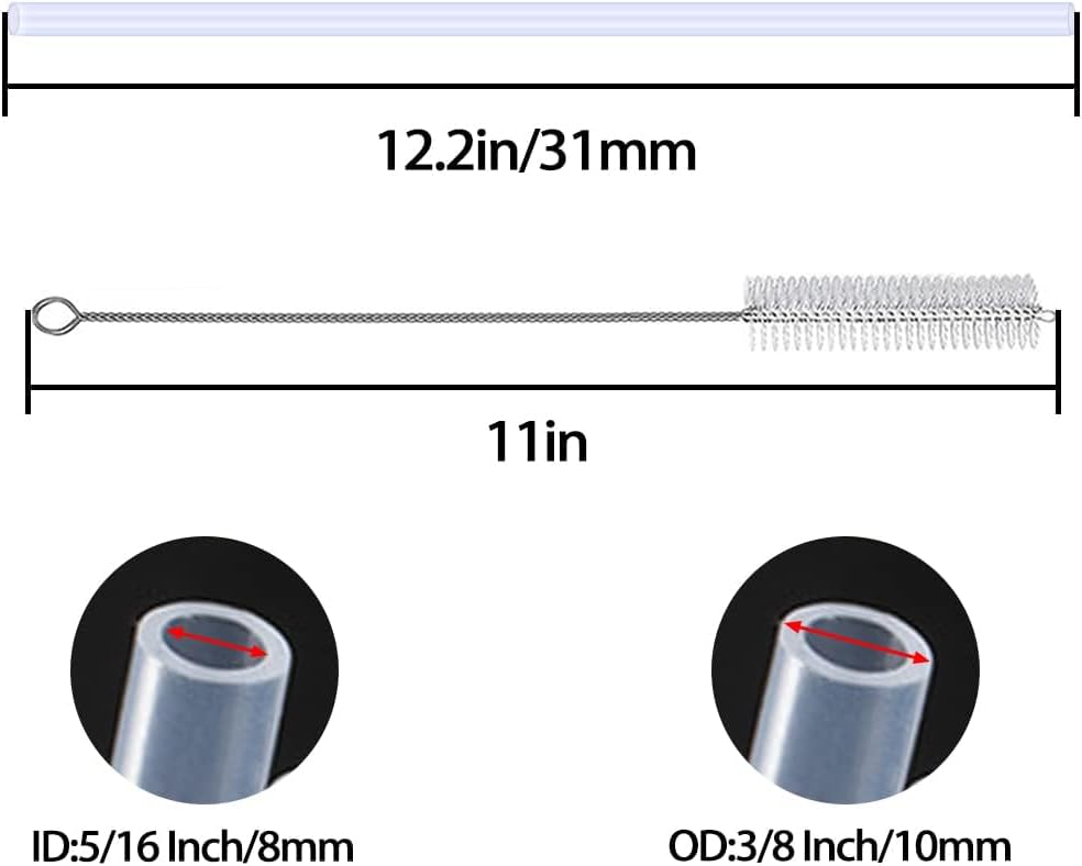 Silicone Replacement Straws for 20 30 40oz Cup, Reable Straws with Cleaning Brh Compatible with 30 40 oz Stanley Tumbler (Pack of 12)