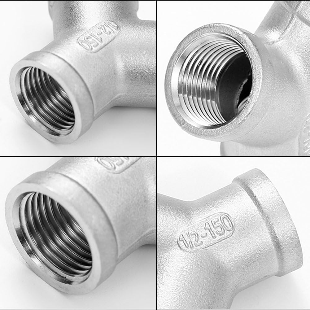 1/2" Female NPT Y Shape Adapter Cast Pipe Fitting 304 Stainless Steel 3 Way Connector (Pack of 2)