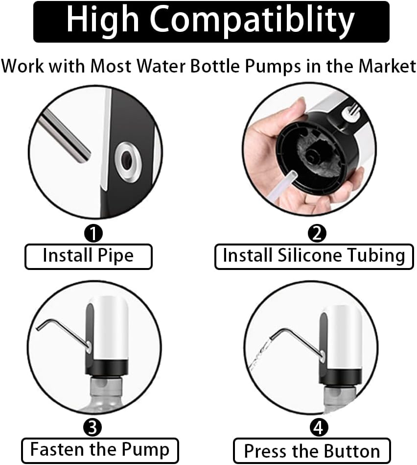 Replacement Silicone Tubing for Water Bottle Pump, High Temp Pure Silicone Hose Tube High Compatibility for Most Electric B Charging Automatic Drinking Water Pump-4 Pack