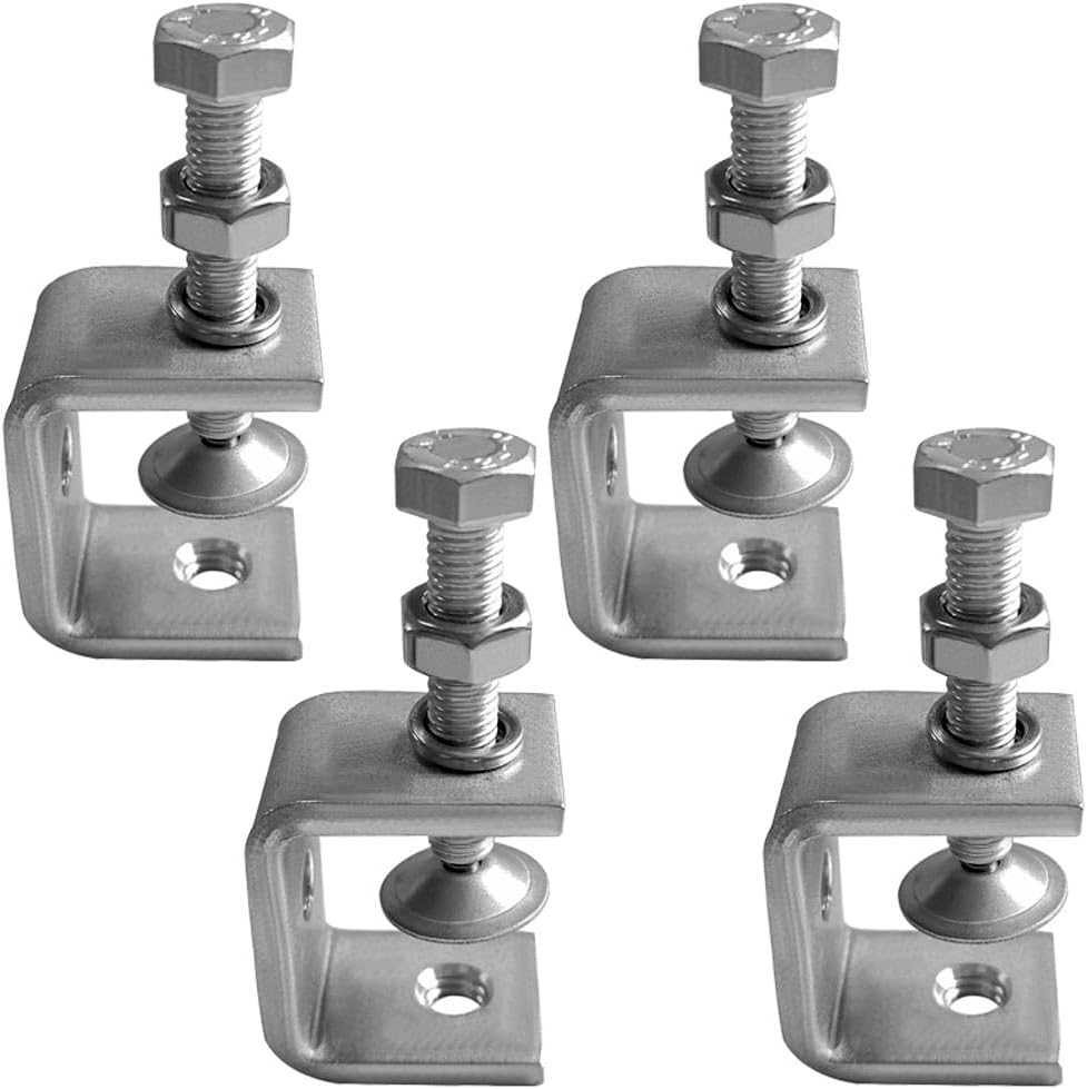 4pcs Heavy Duty Stainless Steel C-Clamp, 30MM Wide Jaw Openings, 0-25MM Clamping Range, M8 Threaded Hole, Silver