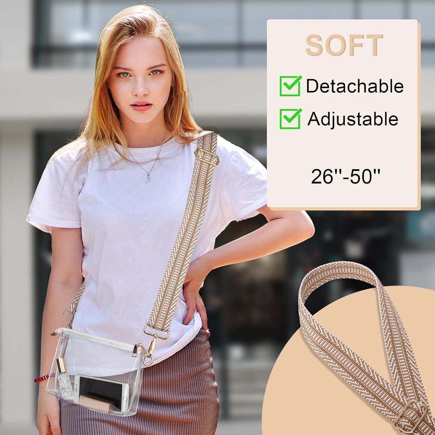 Clear Purse for Women - Stadium Approved Crossbody Bag, Small Stadium Bag for Concerts & Sports Events