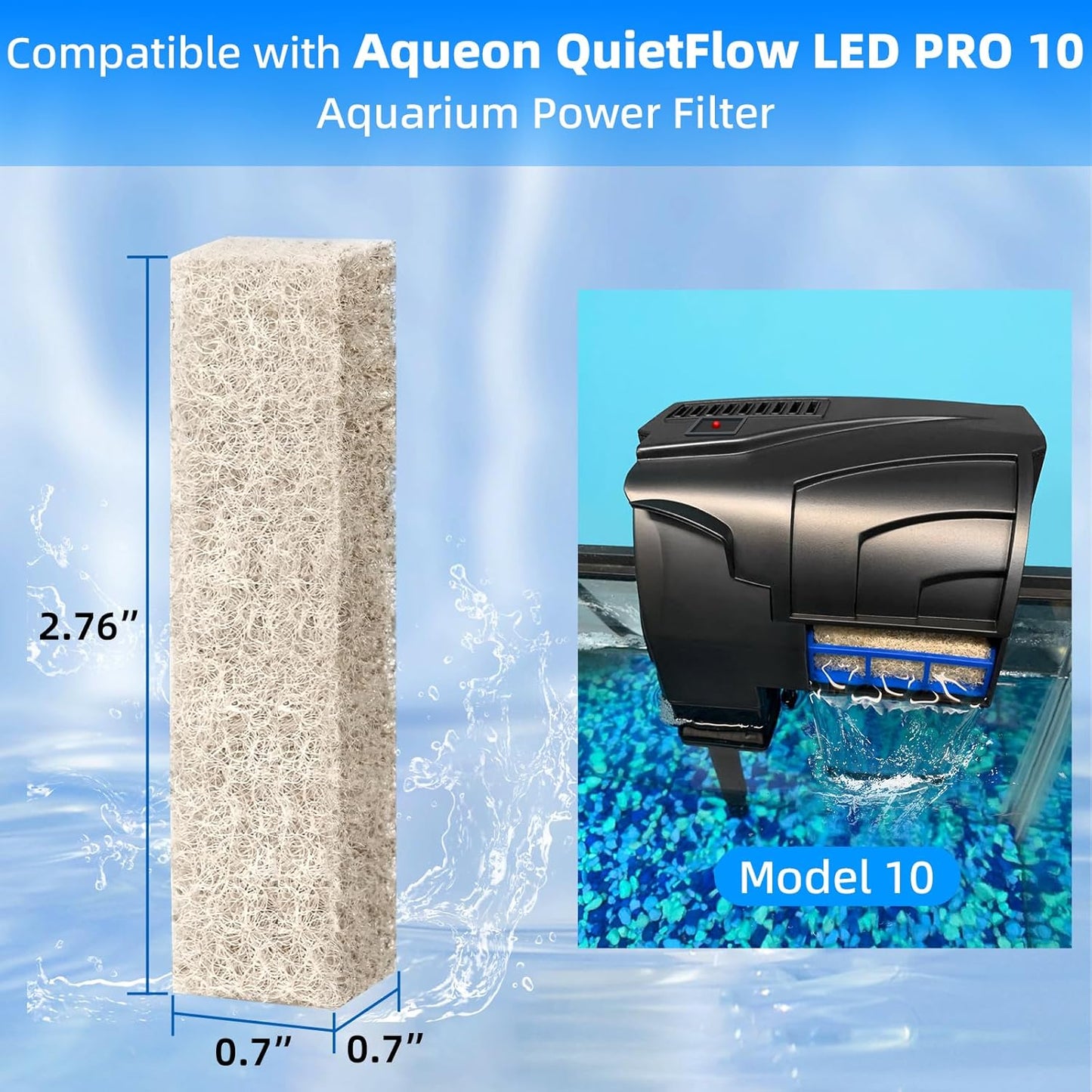 12-Pack Replacement Ammonia Reducer Pads Compatible with Aqueon QuietFlow 10 LED PRO and SmartClean 10-20 Gallons Aquarium Power Filter